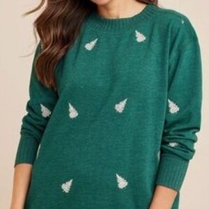 Maurices Pine Tree Crew Neck Sweater Women's Size L